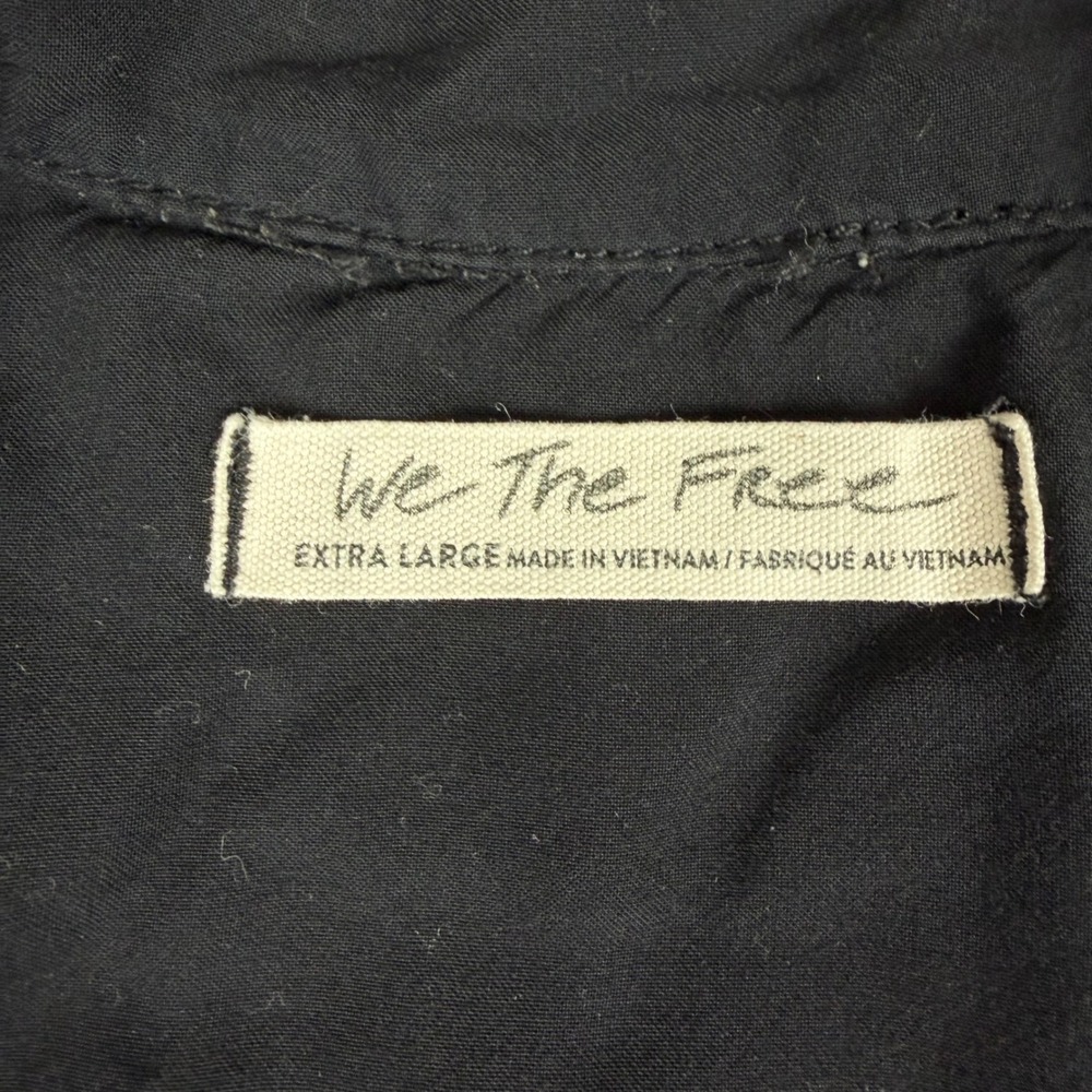 We The Free Black Collared Button Up Short Sleeve Oversized Shirt Extra Large‎ - Picture 7 of 11